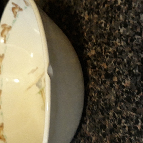 Bunnykins by Royal Doulton Chick Pulling Bunny Couple! Cereal Bowl 6" - Picture 4 of 5